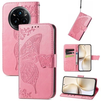 Чохол-книжка з малюнком UniCase Butterfly Pattern для Realme 14 Pro Plus - Pink