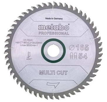 Пиляльний диск METABO 165*20 Z54 FZ/TZ 5° «multi cut - professional» 628293000