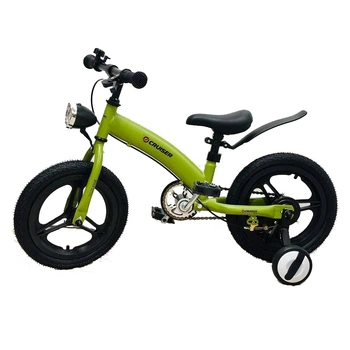 Детский велосипед Crussier SWITCH BIKE 14" дюймов, карбоновая рама, съемные страховочные колеса, дисковые тормоза, зеленый