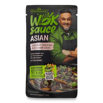Wok соус Приправка Asian с черным перцем и соевым соусом 140 г
