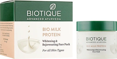 Омолаживающая отбеливающая маска для лица "Био протеины молока" - Biotique Bio Milk Protein Whitening and Rejuvenating Face Pack 50g (930891-1184340-2)