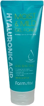 Гелева очищаюча пінка з гіалуроновою кислотою та AHA, BHA кислотами FarmStay Hyaluronic Acid Moist & Mild Gel Foam 200ml (898352-812017-2)