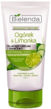 Гель для вмивання + скраб + сироватка "Огірок та лайм" Bielenda Bouquet Nature Cucumber & Lime Gel 150g (703584-942775-2)