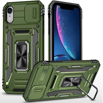 Удароміцний чохол Epik Camshield Army Ring на Apple iPhone XR (6.1") Оливковий / Army Green