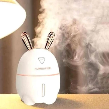Ультразвуковий з LED-підсвічуванням 7 кольорів живлення USB Зайчик Нічник-зволожувач 300мл