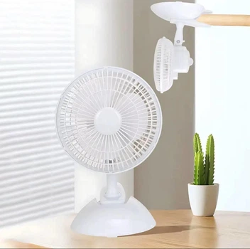 Настільний настінний вентилятор Domotec MS-1623 Fan 2 в 1 30 Вт на прищіпці Компактний побутовий тихий енергозберігаючий вентилятор для дому дачі офісу поворот 90° захисна решітка 3 швидкості 3 лопаті Білий
