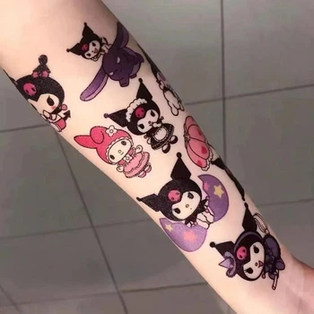 Тимчасові переводні тату Куромі 10 аркушів (20 шт тату) аніме Kuromi Sanrio геншен манга hello kitty Санріо Кітті Мелоді