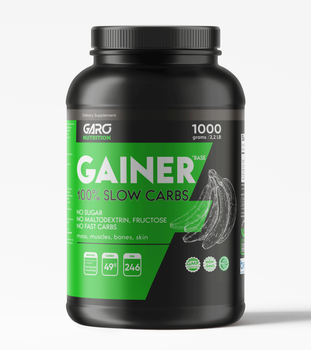 Гейнер Garo Nutrition 1 кг для набору маси та ваги худим на повільних вуглеводах без мальти банан