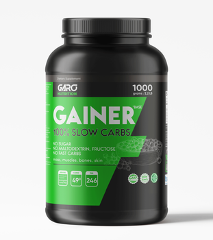 Гейнер Garo Nutrition 1 кг для набору маси та ваги худим на повільних вуглеводах без мальти лісові ягоди