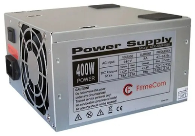 Блок питания 400 Вт FrimeCom, 24+4 pin, питание видеокарты - Нет, 80 мм, ATX, ATX-SM400BL Б/У
