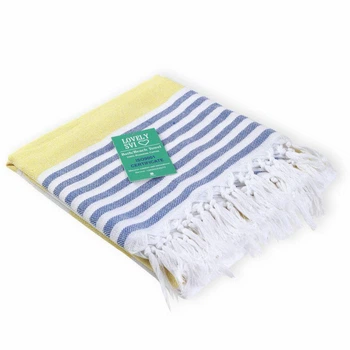 Рушник пештемаль Lovely Svi бавовняний, пляжний, хамам, spa - XХL 100x180 см Yellow/Blue Stripes