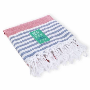 Рушник пештемаль Lovely Svi бавовняний, пляжний, хамам, spa - XХL 100x180 см Red/Blue Stripes