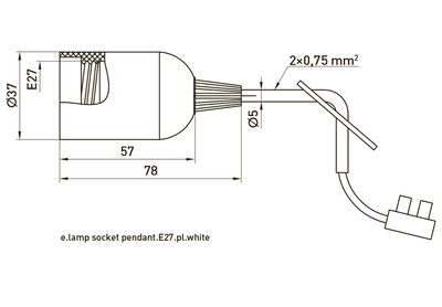 Патрон E27 підвісний з шнуром 15см 78х37mm пластик білий [s9100057] e.lamp socket pendant..E27.pl.white E.NEXT