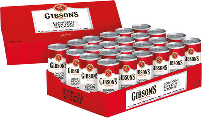 Упаковка слабоалкогольный напиток Gibson's London Dry Gin & Tonic 5% 0.25 л х 24 шт (3147690060017)
