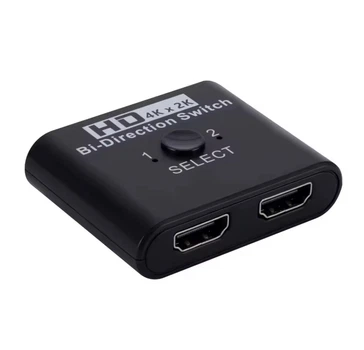 HDMI розгалужувач двонаправлений Bi-Direction Switch на 2 порти 4К 60Hz Plastic, Black, перемикач + комутатор 2x1, 1x2 для PC, XBox, PS4, PS5, відеоплеєрів