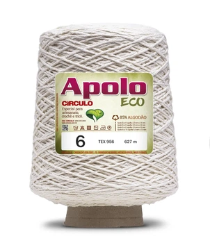 20 APOLO ECO 6 пряжа (85% бавовна, 15% волокна, 600гр, 627м 1шт), білий