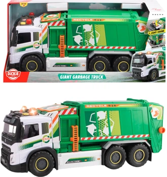 Samochód zabawkowy Dickie Toys Volvo Śmieciarka z podnośnikiem i pojemnikiem ze światłem i dźwiękiem 57 cm (3749040) (4006333093548)