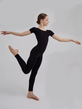 Комбинезон с коротким рукавом для гимнастики и хореографии AngelDance 140-146 черный