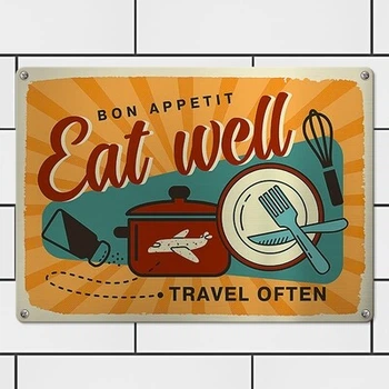Металлическая табличка Bon appetit Eat well (MET_20J081_SER) TM Presentville