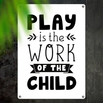 Металлическая табличка Paly is the work of the child (MET_20J018_WH) TM Presentville