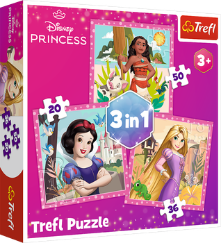 Puzzle 3w1 Trefl Disney Princess Piękne kwiaty 20+36+50 elementów 34875 (5900511348750)