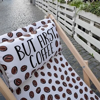 Шезлонг дерев'яний But first coffee (SHZL_19L024)ТМ Presentville