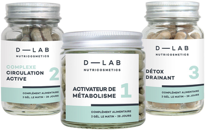 Zestaw suplementów diety D-Lab Action Capitions Circulation Active 28 kapsułek + Metabolism Activator 28 kapsułek + Detox Drain 28 kapsułek (3701026300293)