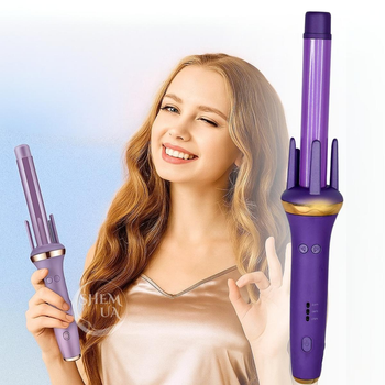 Плойка для локонов автоматическая Hair Curle, стайлер для создания кучеров с автоматическим вращением и 3-мя температурными режимами (170°, 190°, 210°), электрический стайлер-щипцы для завивки волос Фиолетовый HCL-848-Violet