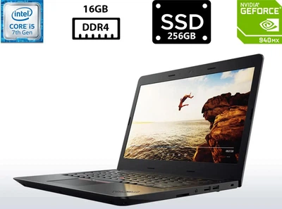 Ноутбук Lenovo ThinkPad E470 14" IPS 1920x1080 Core i5-7200U 2.50GHz 16GB DDR4 SSD 256GB NVIDIA GeForce 940MX 2GB Камера (LE470R16S256B) Б/В