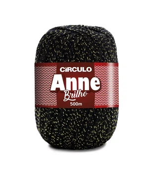 8990 ANNE BRILHO пряжа(96%мерс.бавовна, 4% метал, 150гр. 500м. ), чорний