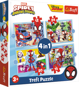Пазлы 4 in 1 Trefl Marvel Spidey and his Amazing Friends Команда Спайда 12+15+20+24 элемента (5900511346114)