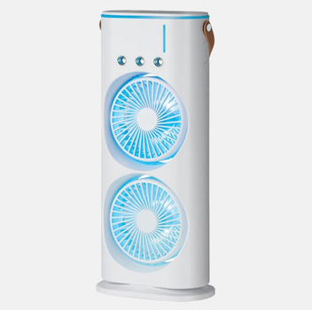 Подвійний вентилятор зі зволожувачем Double Ended Spray Fan охолоджувач з пультом, акумулятором, підсвічуванням