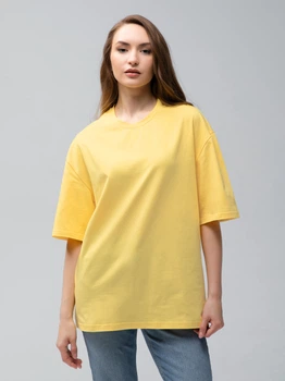Футболка хлопковая оверсайз длинная женская Ray Oversize U0104 Unisex W S-M Lemon (Ray2000000035536)