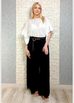 Брюки легкі штапель з декоративним поясом Trionfo чорні L-XXL 11-154