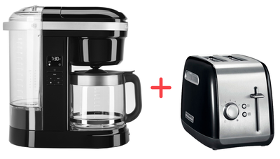Кофеварка капельная KitchenAid CLASSIC 5KCM1208EOB черная+ в подарок Тостер KitchenAid CLASSIC 5KMT2115EOB чёрный