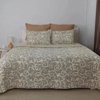Покривало з 1 наволочкою євро ТЕП Elegante Cotton Beige and White 4-04578_32778 220х240 см 5090568