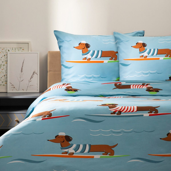 Komplet pościeli Homla Longo King Size Poszewka na pościel 220 x 200 cm + 2 poszewki na poduszki 70 x 80 cm w jamniki (5906496731341)