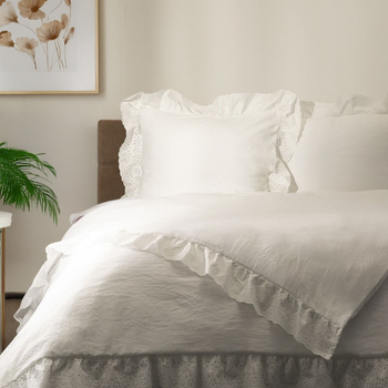 Komplet pościeli Homla Morain Półtorej Poszewka na pościel 160 x 200 cm + 2 poszewki na poduszki 50 x 60 cm z mikrofibry Biały (5906496734458)