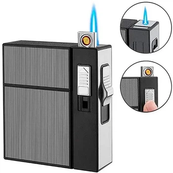 Портсигар на 20 сигарет с usb зажигалкой и газовой зажигалкой