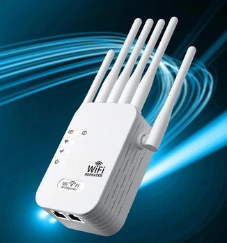 Дводіапазонний Wi-Fi ретранслятор 2.4/5 ГГц 1200 Мбіт/с, репітер, підсилювач сигналу, 6 антен, RJ45, режим AP