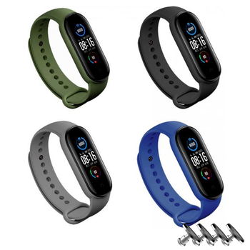 Набір ремінців 4 кольори MRK для Xiaomi Mi Smart Band 5 / Mi Smart Band 6 / Mi Smart Band 7 Boy + 4 металеві кнопки (mrk2137)