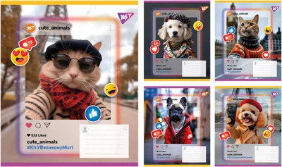 Набір зошитів учнівських YES Cute animals А5 36 аркушів у клітинку х 15 шт (767731) (4823092293299)