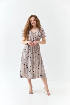Плаття штапельна з поясом резинкою Wear me L Бежевий (світлий) (14_25_WM007_11149)