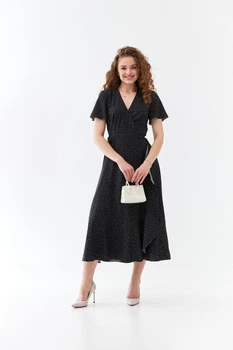 Плаття на запах з рукавом дзвін Wear me L Чорний (14_25_395-1_11599)