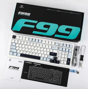 Клавіатура AULA F99 White-Blue Механічна Ігрова Бездротова