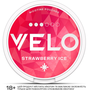 Безтютюнові нікотиновмісні подушечки Velo Strawberry Ice Класичні (4820270364222)