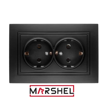 Розетка двомісна з заземлюючим контактом MARSHEL ELEGANT RS16-380 Black