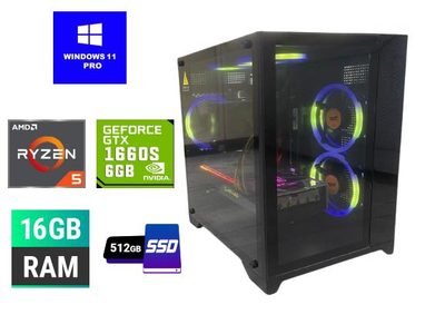 Комп'ютер Ryzen 5 5600/16GB DDR4/ GeForce GTX 1660S 6GB/M2 SSD 512GB/ARGB ПІДСВІТКА/Windows 11 Pro ЛІЦЕНЗІЯ