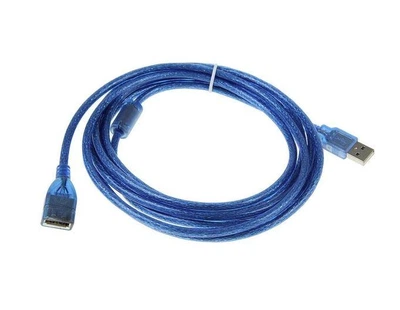 Удлинитель USB 2.0 5 метров - папа - мама полупрозрачный синий