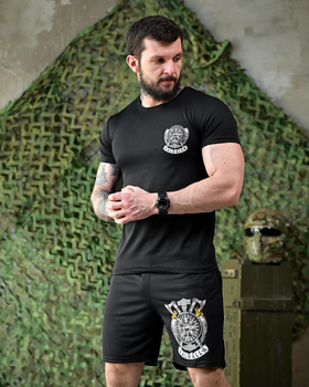 Армейский мужской летний костюм Valhalla шорты+футболка XL черный (92742)
